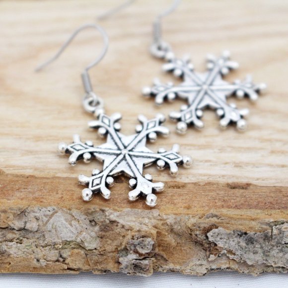 Large Snowflake Earrings - Picture 2 of 7
